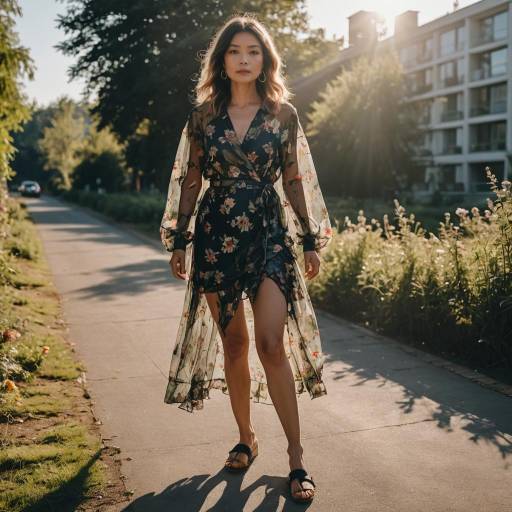 Fashionable Short-Legged Woman in Sunlight