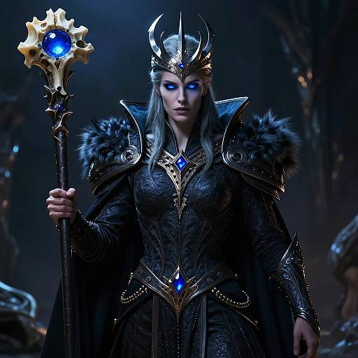 Glowing Lich-King in Dark Fantasy