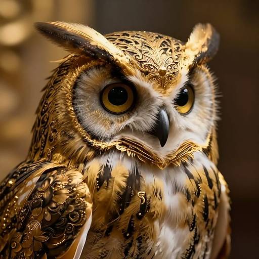 Regal Golden Helmeted Owl Artwork