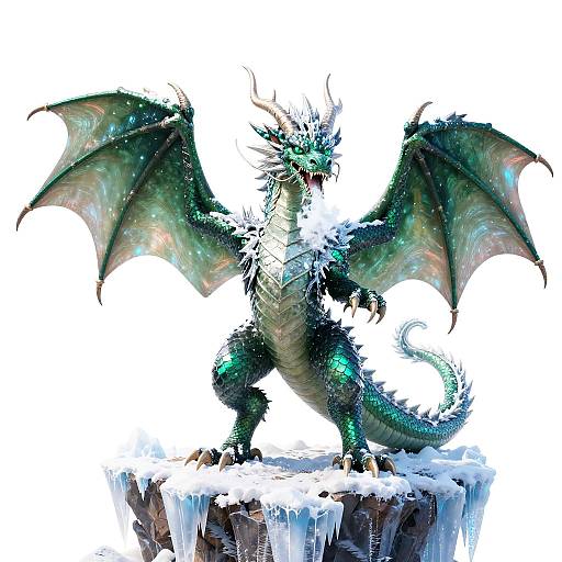 Emerald Ice Dragon on Cliff Edge