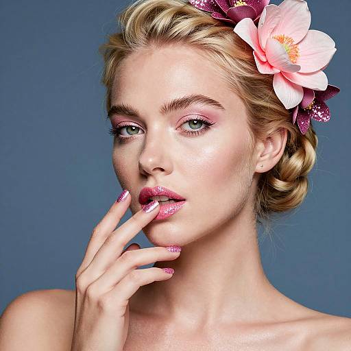 Sultry Blonde in Glittery Pink Glam