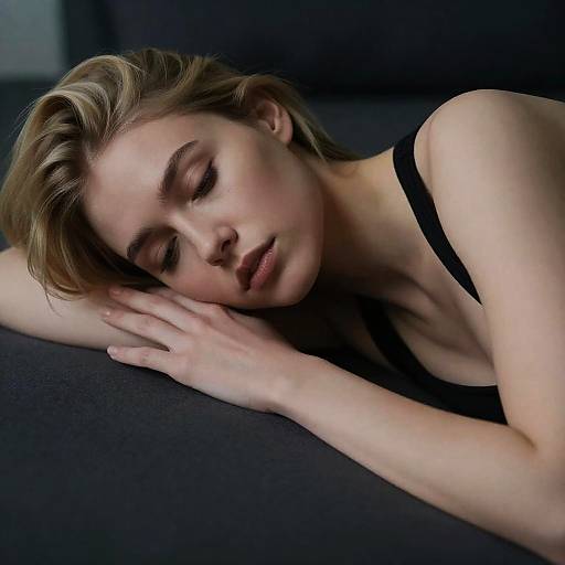 Contemplative Blonde in Dim Lighting