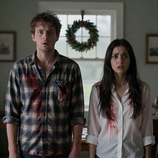 Intense Moment in a Dimly Lit Room