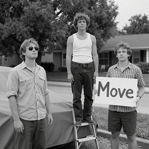 Suburban Scene with Three Men