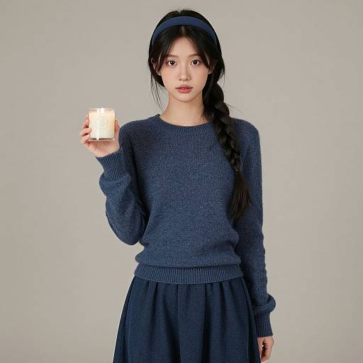 Realistic Woolen Sweater Girl Portrait