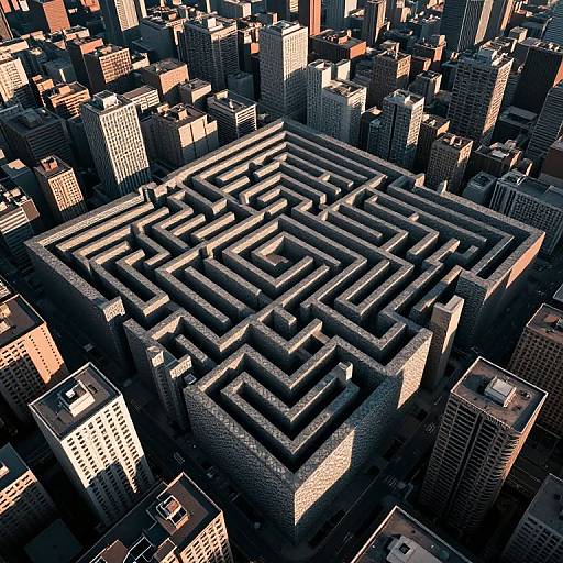 Labyrinthine Surreal Cityscape Aerial View
