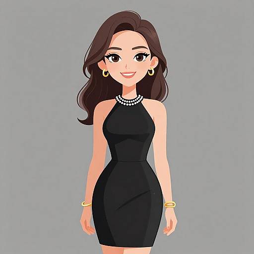 Chic Woman in Black Halter Dress