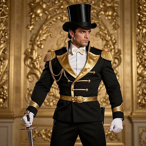 Dashing Military Gentleman in Gold