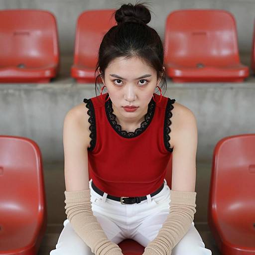 Intense Portrait of a Woman in Red