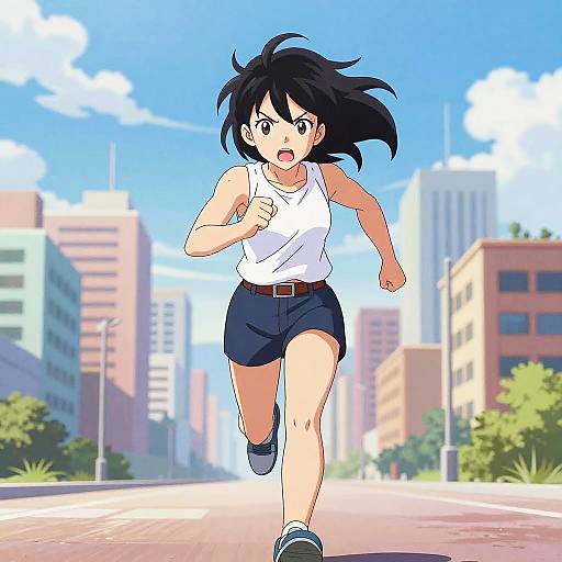 Dynamic Anime Woman Running