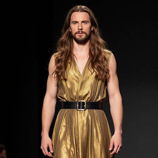 Man in Gold Dress with Beard