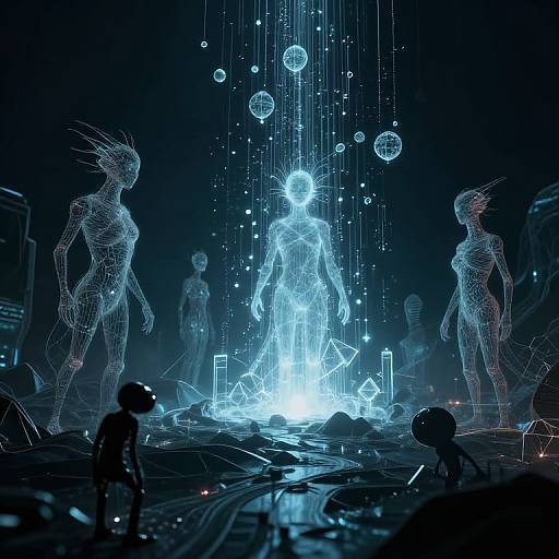 Mysterious Digital Realm with Data Beings