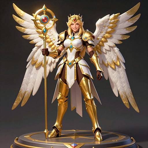 Heroic Blonde Woman in Golden Armor