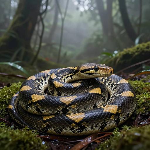 Mystical Python in Lush Rainforest Setting