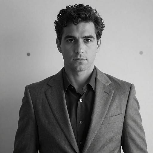 Black and White Portrait of Serious Man in Suit