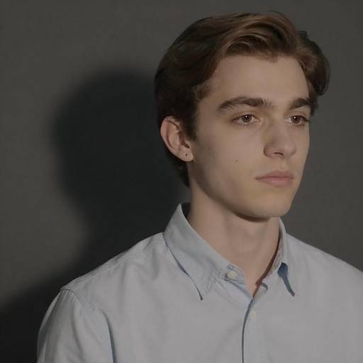 Portrait of a Young Man in Gray Shirt