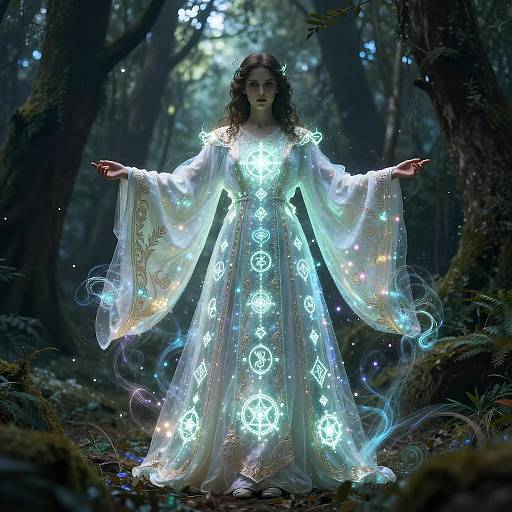 Glowing Sorcerer's Robe in Enchanted Forest
