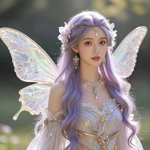 Ethereal Fairy Portrait with Lavender Hair