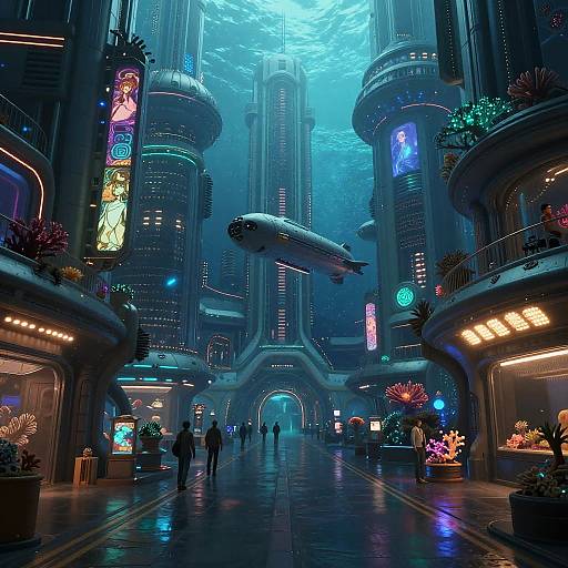Futuristic Underwater Cityscape
