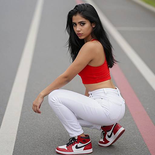 Stylish Young Woman Outdoor Fashion Shoot