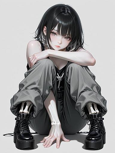 Realistic Woman in Skeletal Jumpsuit Full-Body