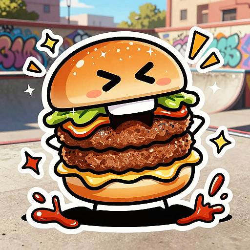 Mischievous Cartoon Burger Battle