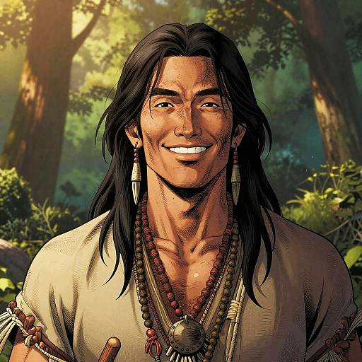 Happy Male Shaman Comic Portrait