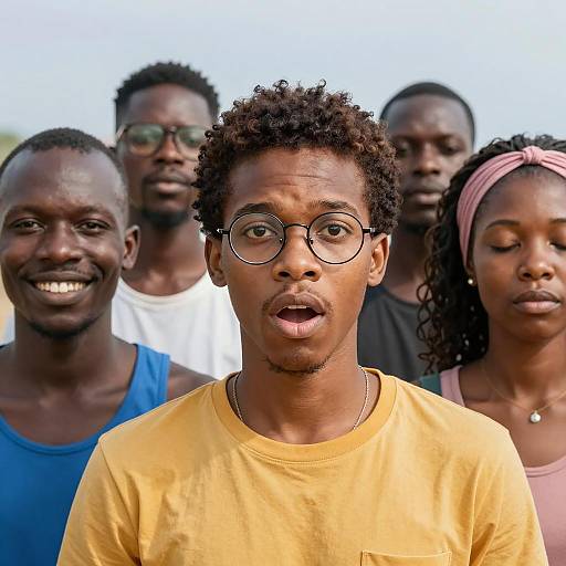 Diverse Group with Vibrant Expressions