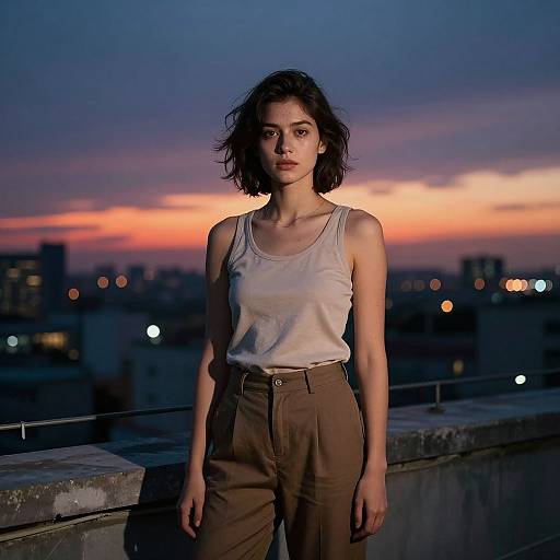 Sunset Cityscape Rooftop Portrait
