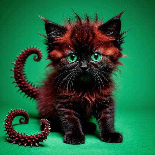 Mahogany Red Kitten with Tentacle Tails