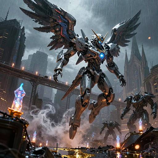 Spectral Mech-Angel Over Cyber-Baroque Skyline