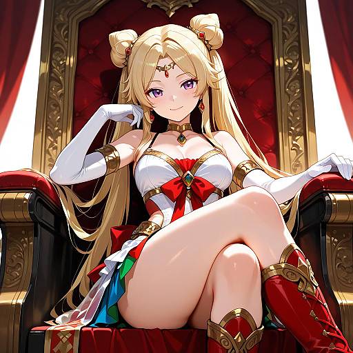 Regal Twintail Princess on Throne