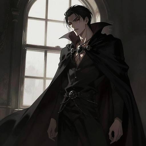 Brooding Vampire Gothic Anime Portrait