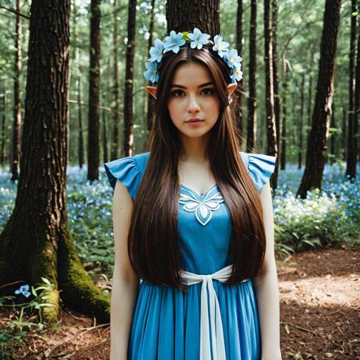 Woman in Blue Navi Cosplay Dress in Forest