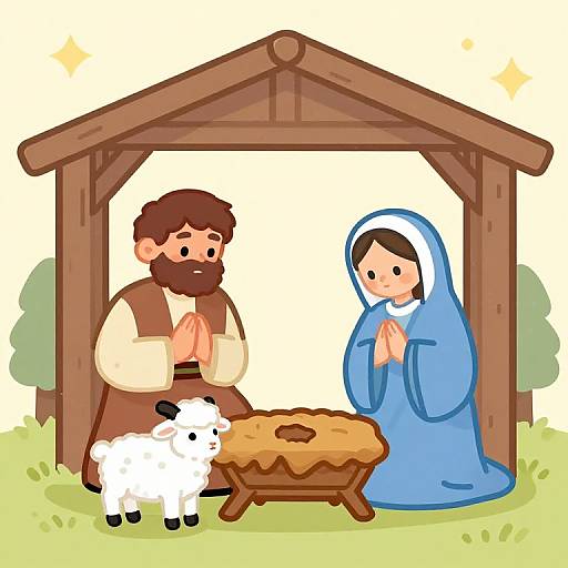 Cartoon Nativity Scene Illustration
