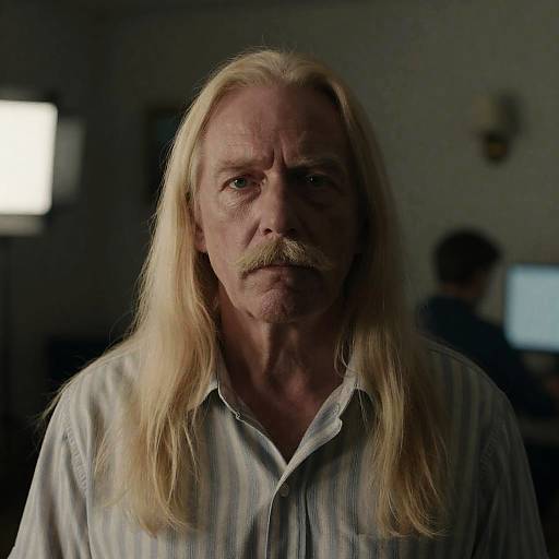 Older Man with Long Blonde Hair and Mustache