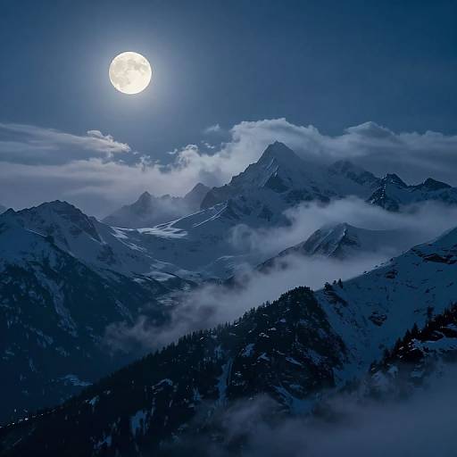 Moonlit Tranquil Mountain Vista
