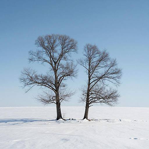 Lonely Trees in a Snowy Landscape