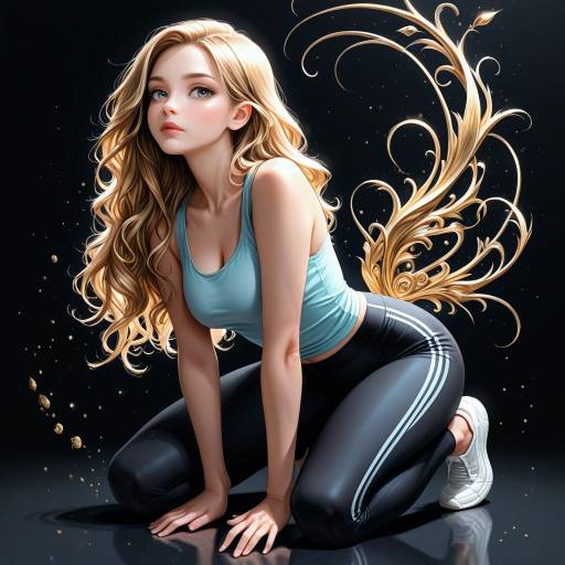 Sporty Pose with Golden Hair and Blue Eyes