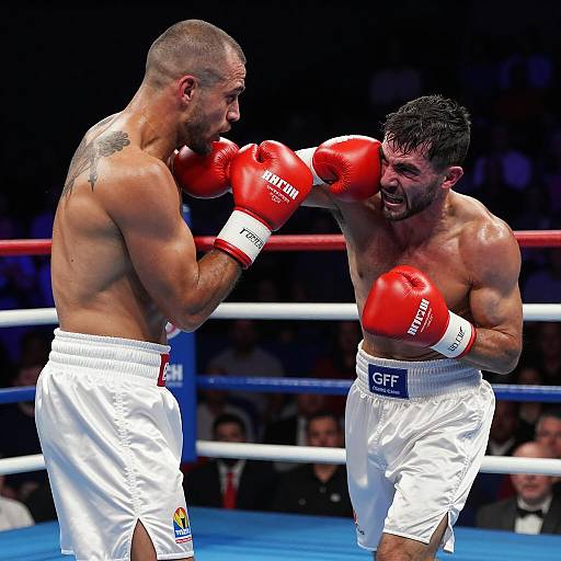 Intense Boxing Match in the Ring