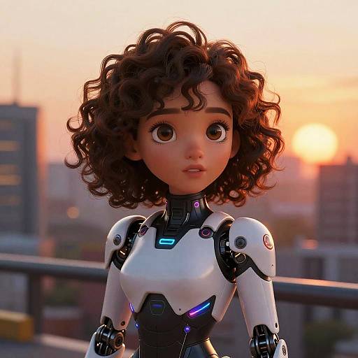 Futuristic Woman in Glowing Robotic Outfit