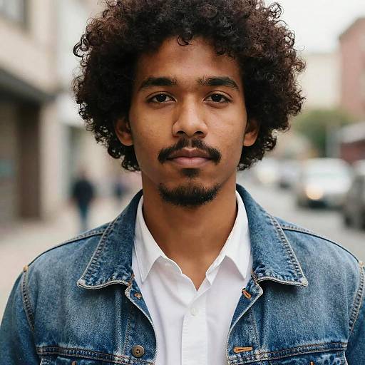 Photorealistic Afro Man in Denim Jacket