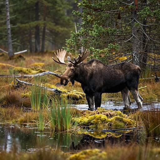 Moose in Muskeg Swamp Habitat