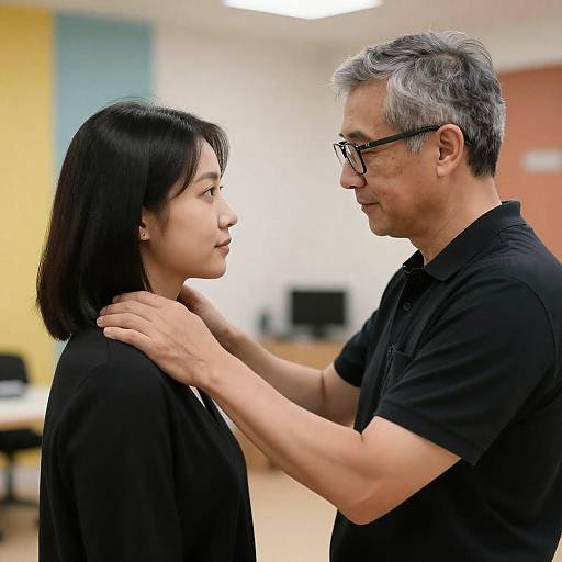 Middle-aged Man Comforting Woman Indoors