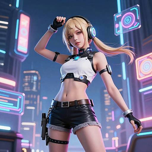 Cyberpunk Blonde Anime Girl Neon