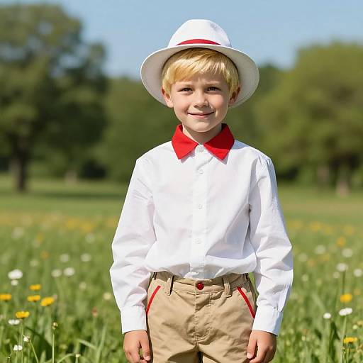 Confident Boy in Sunny Meadow