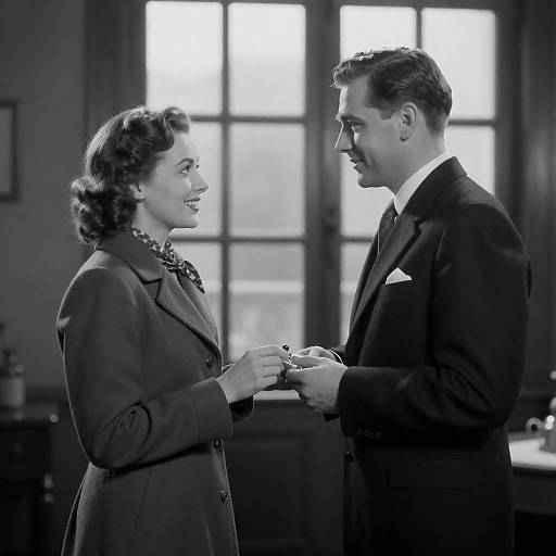 1940s Romantic Black-and-White Photograph