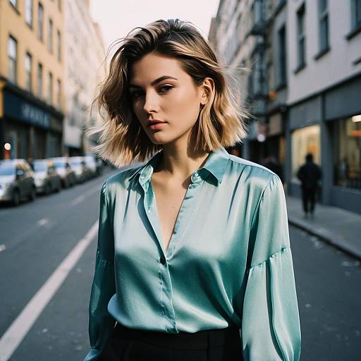 Woman with Mid Fade Hairstyle in Urban Street