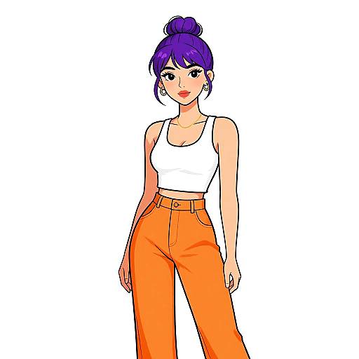 Chic Woman in Casual Orange Trousers