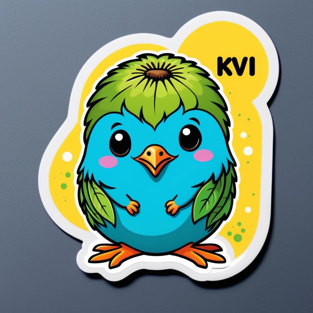 Vibrant Cartoon Kiwi Sticker Design